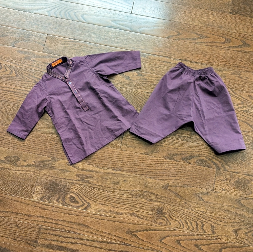 J. Junaid Jamshed Baby Boy's 2-Piece Outfit Salwar Kameez - 8 Months / Plum